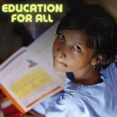 Education for all. A child reading a book